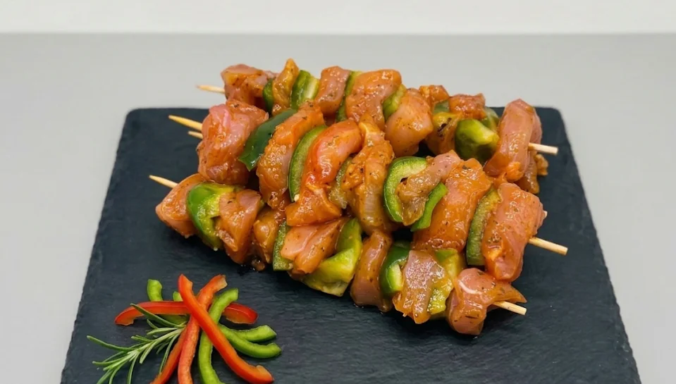 Hähnchenspieß mit Paprika mariniert