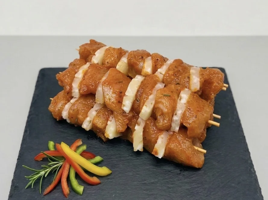 Putenspieß mit Ananas mariniert