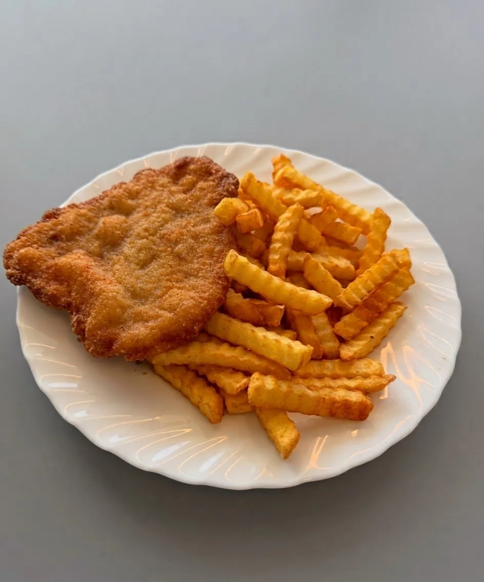 Schweineschnitzel mit Pommes