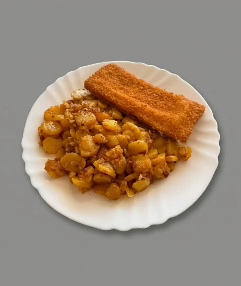 Backfisch mit Bratkartoffeln