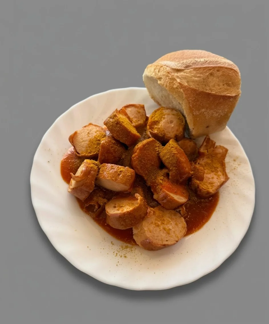 Currywurst mit Brötchen