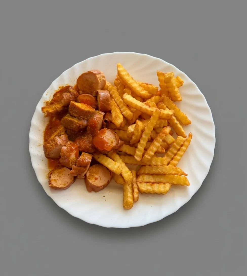 Currywurst mit Pommes