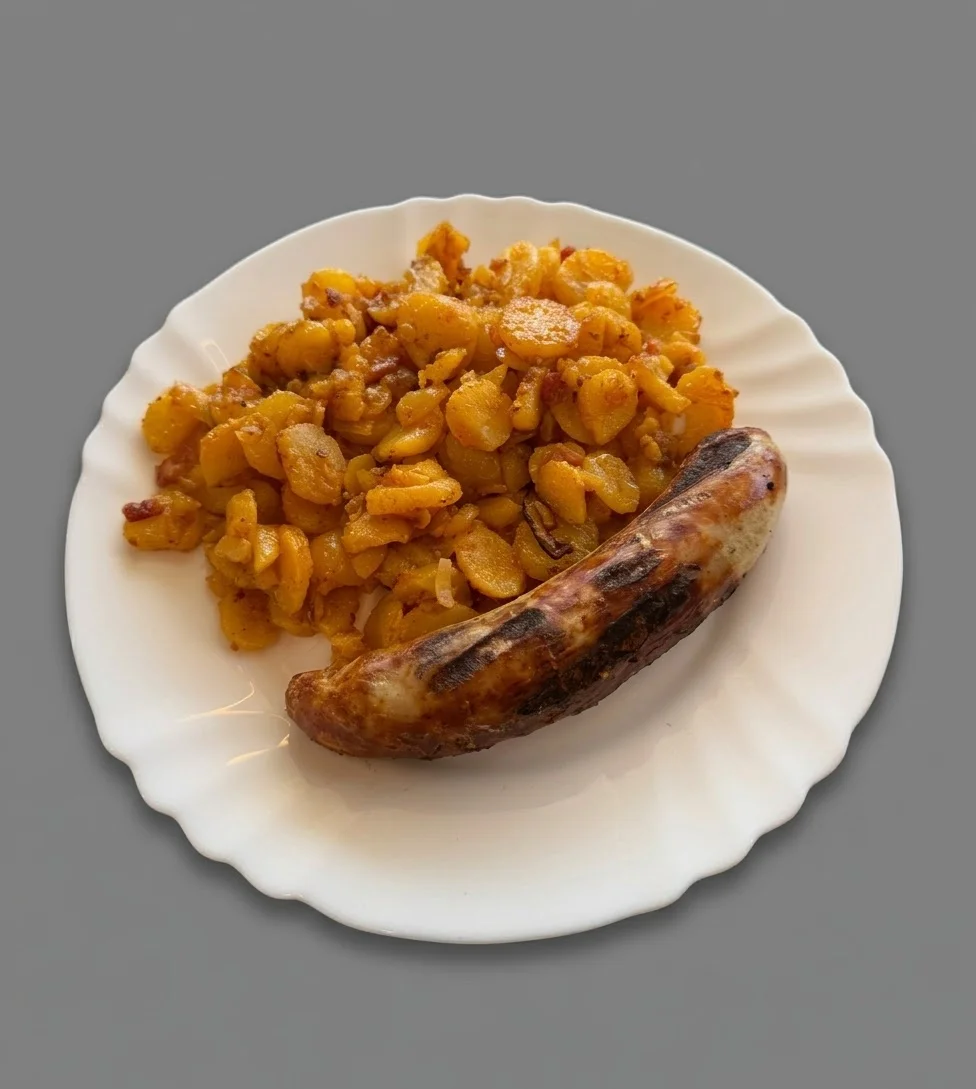 Roster mit Bratkartoffeln